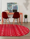 Mediterranean Lattice Collection Area Rug - Santorini (Burgundy Red) Oval Burgundy Red  lifestyle 9