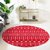 Mediterranean Lattice Collection Area Rug - Santorini (Burgundy Red) Round Burgundy Red  lifestyle 15