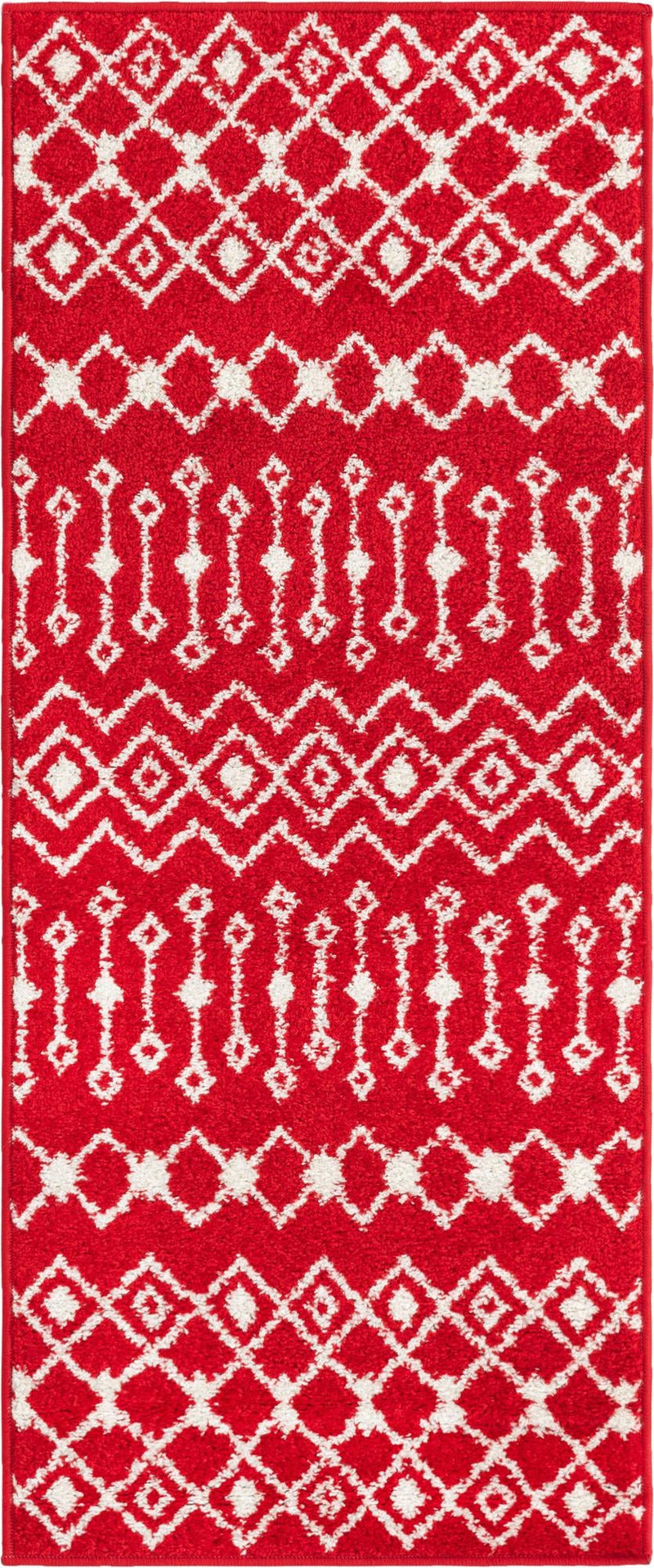 Mediterranean Lattice Collection Area Rug - Santorini (Burgundy Red) Runner Burgundy Red Main