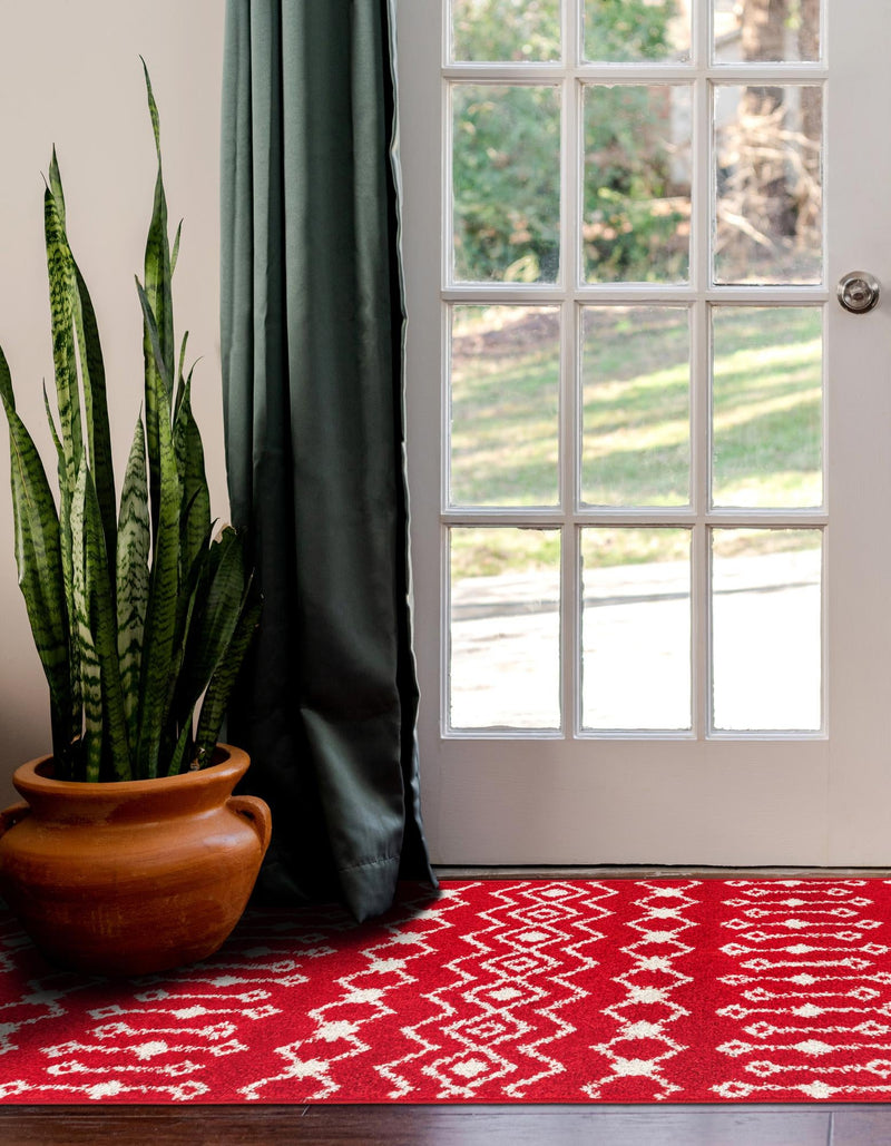 Mediterranean Lattice Collection Area Rug - Santorini (Burgundy Red) Runner Burgundy Red  lifestyle 37