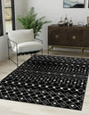 Mediterranean Lattice Collection Area Rug - Santorini (Black and White) Rectangle Black and White  lifestyle 0