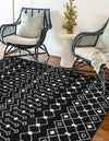 Mediterranean Lattice Collection Area Rug - Santorini (Black and White) Rectangle Black and White  lifestyle 9
