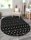 Mediterranean Lattice Collection Area Rug - Santorini (Black and White) Oval Black and White  lifestyle 0