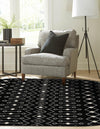 Mediterranean Lattice Collection Area Rug - Santorini (Black and White) Oval Black and White  lifestyle 2