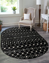 Mediterranean Lattice Collection Area Rug - Santorini (Black and White) Oval Black and White  lifestyle 4