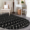Mediterranean Lattice Collection Area Rug - Santorini (Black and White) Oval Black and White  lifestyle 25