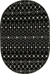 Mediterranean Lattice Collection Area Rug - Santorini (Black and White) Oval Black and White Main