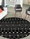 Mediterranean Lattice Collection Area Rug - Santorini (Black and White) Round Black and White  lifestyle 36
