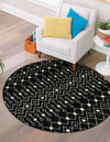 Mediterranean Lattice Collection Area Rug - Santorini (Black and White) Round Black and White  lifestyle 39
