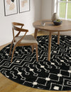 Mediterranean Lattice Collection Area Rug - Santorini (Black and White) Round Black and White  lifestyle 42