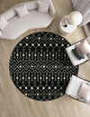 Mediterranean Lattice Collection Area Rug - Santorini (Black and White) Round Black and White  lifestyle 48