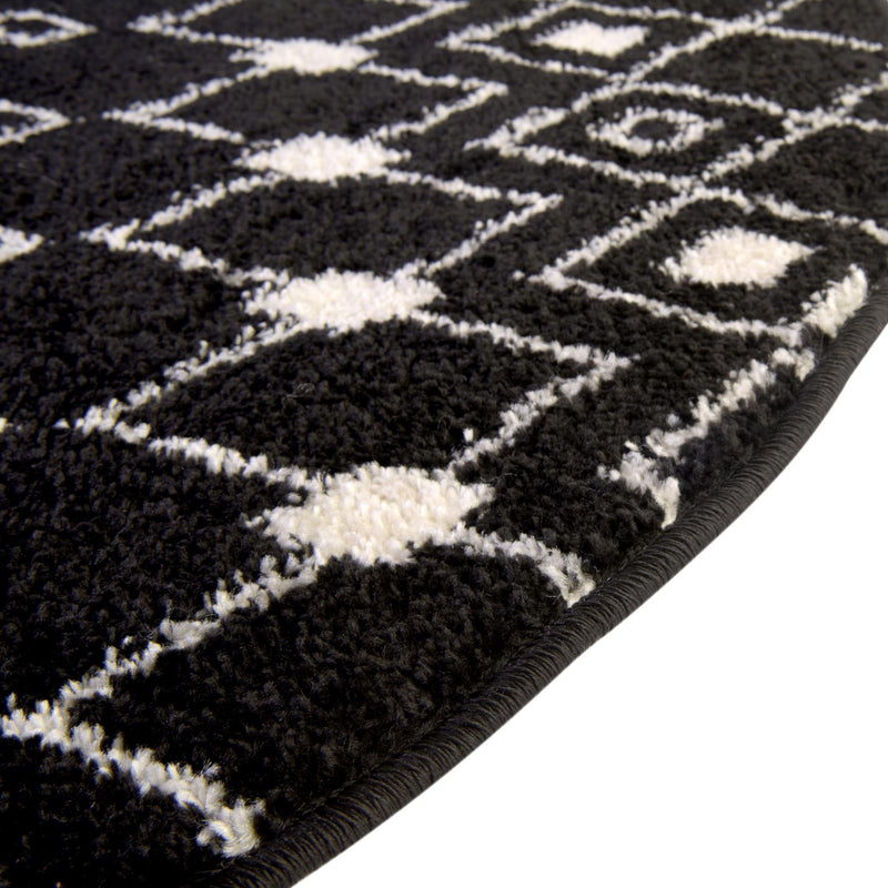 Mediterranean Lattice Collection Area Rug - Santorini (Black and White) Round Black and White  lifestyle 5