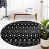 Mediterranean Lattice Collection Area Rug - Santorini (Black and White) Round Black and White  lifestyle 15