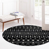 Mediterranean Lattice Collection Area Rug - Santorini (Black and White) Round Black and White  lifestyle 16