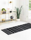 Mediterranean Lattice Collection Area Rug - Santorini (Black and White) Runner Black and White  lifestyle 2