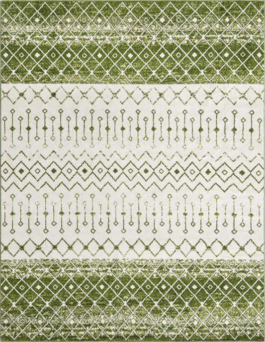Mediterranean Lattice Collection Area Rug -  Casablanca (Ivory Green) Rectangle Ivory Green Main