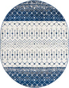 Mediterranean Lattice Collection Area Rug -  Casablanca (Ivory Navy Blue) Oval Ivory Navy Blue Main
