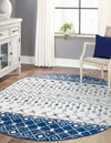 Mediterranean Lattice Collection Area Rug -  Casablanca (Ivory Navy Blue) Oval Ivory Navy Blue  lifestyle 6