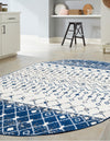 Mediterranean Lattice Collection Area Rug -  Casablanca (Ivory Navy Blue) Oval Ivory Navy Blue  lifestyle 9
