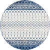 Mediterranean Lattice Collection Area Rug -  Casablanca (Ivory Navy Blue) Round Ivory Navy Blue Main
