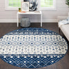 Mediterranean Lattice Collection Area Rug -  Casablanca (Ivory Navy Blue) Round Ivory Navy Blue  lifestyle 13