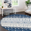 Mediterranean Lattice Collection Area Rug -  Casablanca (Ivory Navy Blue) Round Ivory Navy Blue  lifestyle 14