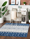 Mediterranean Lattice Collection Area Rug -  Casablanca (Ivory Navy Blue) Square Ivory Navy Blue  lifestyle 0