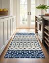 Mediterranean Lattice Collection Area Rug -  Casablanca (Ivory Navy Blue) Runner Ivory Navy Blue  lifestyle 29