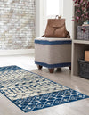 Mediterranean Lattice Collection Area Rug -  Casablanca (Ivory Navy Blue) Runner Ivory Navy Blue  lifestyle 31