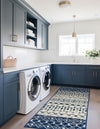 Mediterranean Lattice Collection Area Rug -  Casablanca (Ivory Navy Blue) Runner Ivory Navy Blue  lifestyle 41