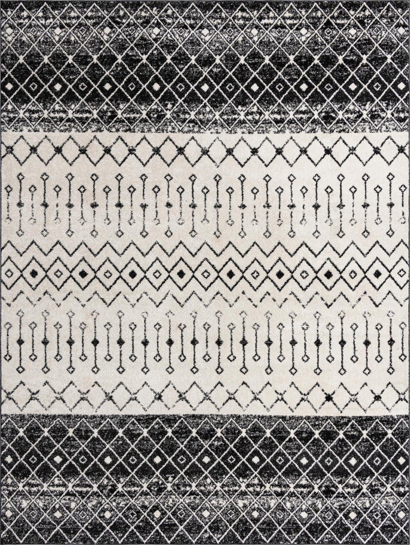 Mediterranean Lattice Collection Area Rug -  Casablanca (Black and White) Rectangle Black and White Main