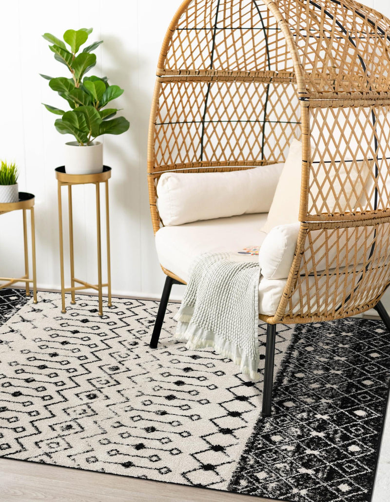 Mediterranean Lattice Collection Area Rug -  Casablanca (Black and White) Rectangle Black and White  lifestyle 8