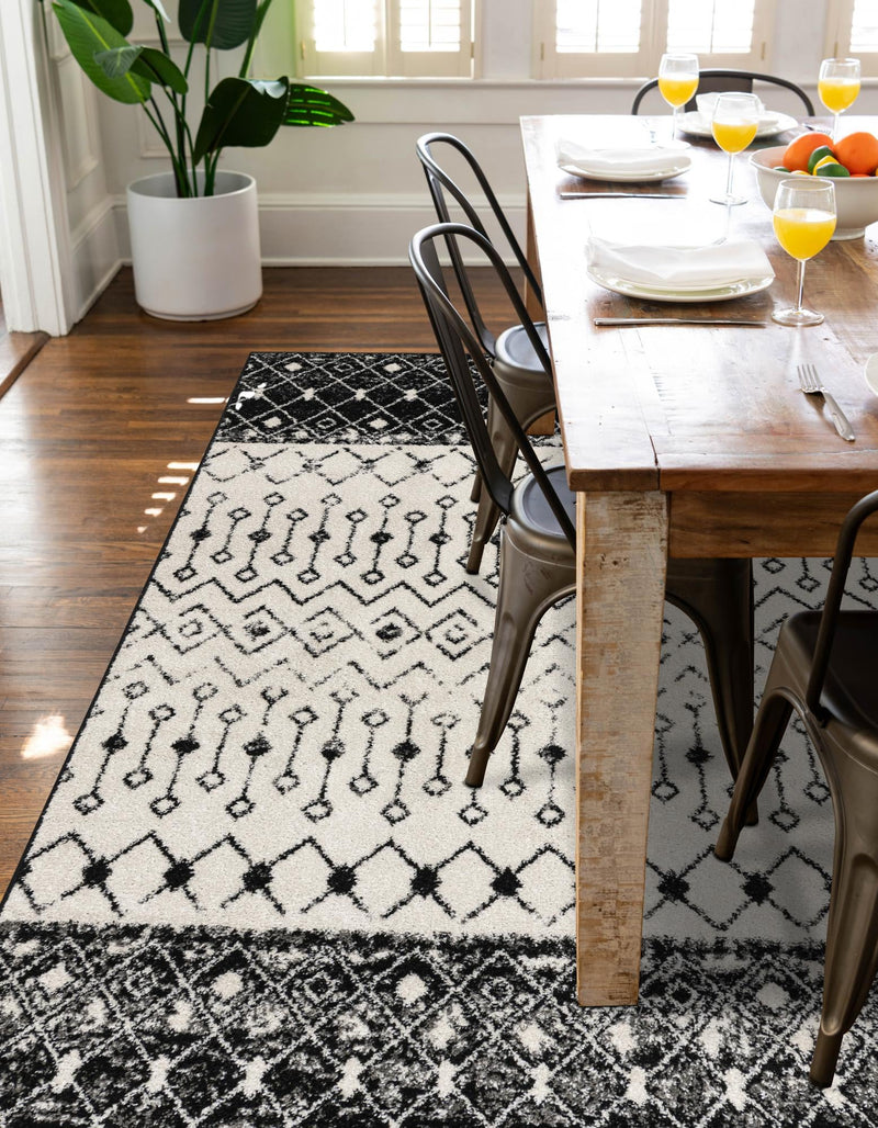 Mediterranean Lattice Collection Area Rug -  Casablanca (Black and White) Rectangle Black and White  lifestyle 9
