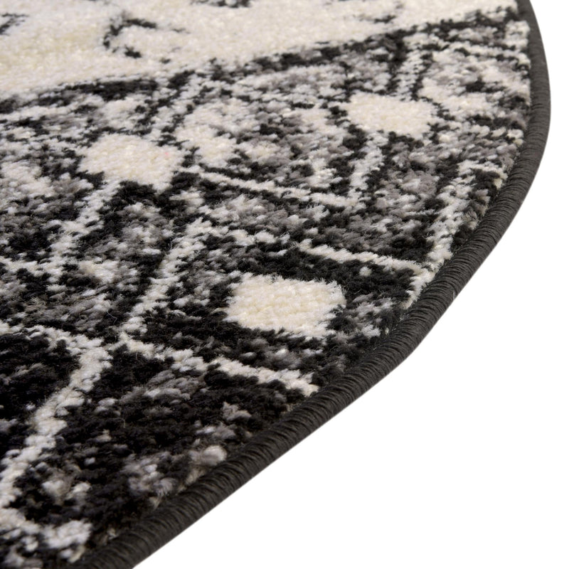 Mediterranean Lattice Collection Area Rug -  Casablanca (Black and White) Round Black and White  lifestyle 5
