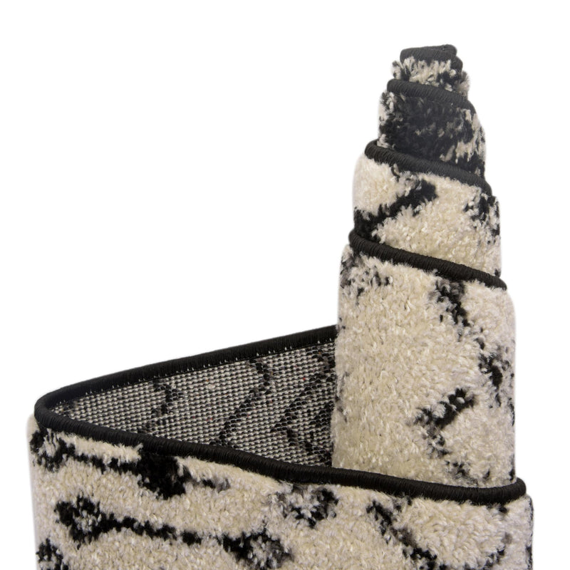 Mediterranean Lattice Collection Area Rug -  Casablanca (Black and White) Round Black and White  lifestyle 11