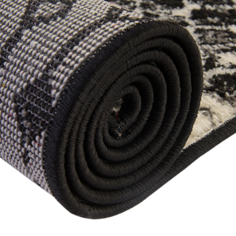 Mediterranean Lattice Collection Area Rug -  Casablanca (Black and White) Round Black and White  lifestyle 12