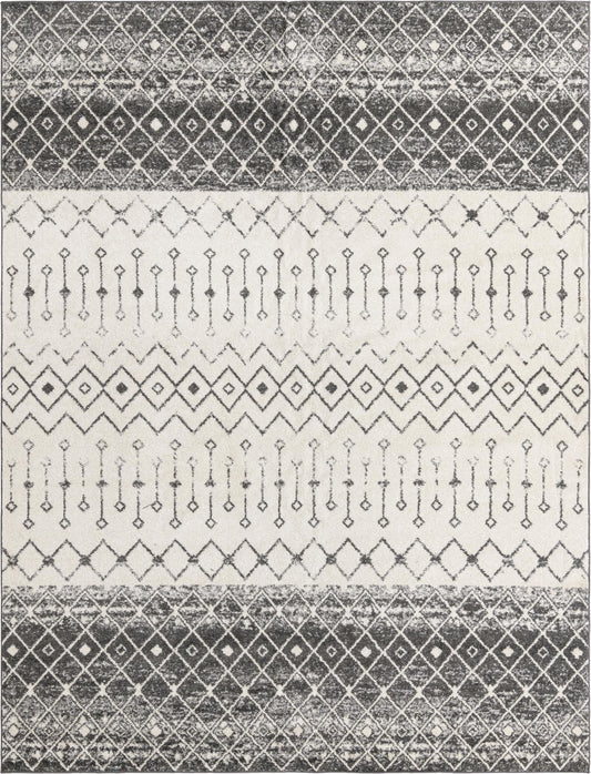 Mediterranean Lattice Collection Area Rug -  Casablanca (Ivory and Gray) Rectangle Ivory and Gray Main