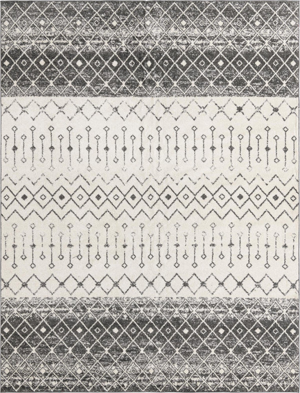 Mediterranean Lattice Collection Area Rug -  Casablanca (Ivory and Gray) Rectangle Ivory and Gray Main