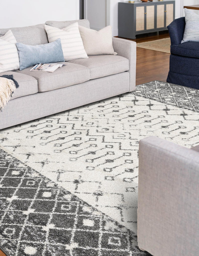 Mediterranean Lattice Collection Area Rug -  Casablanca (Ivory and Gray) Rectangle Ivory and Gray  lifestyle 4