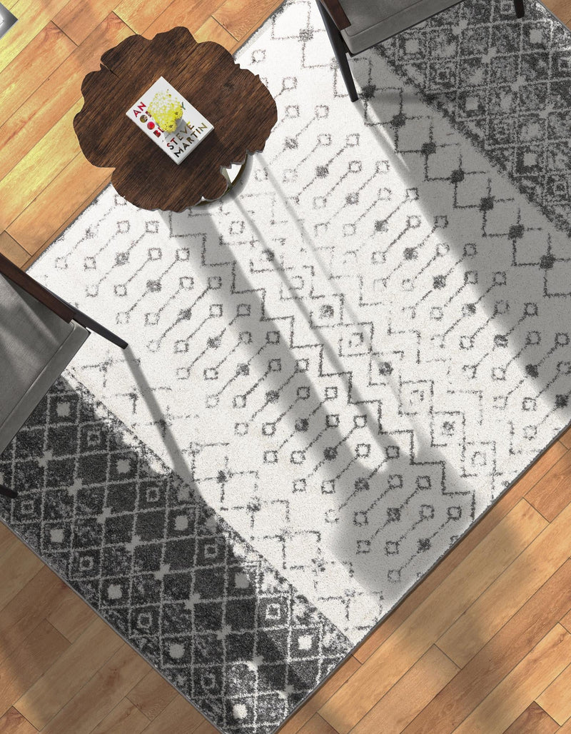 Mediterranean Lattice Collection Area Rug -  Casablanca (Ivory and Gray) Rectangle Ivory and Gray  lifestyle 6