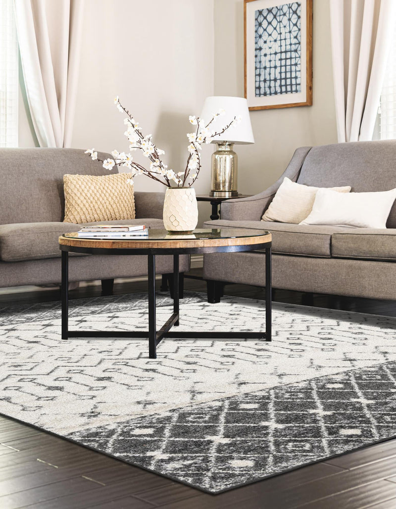 Mediterranean Lattice Collection Area Rug -  Casablanca (Ivory and Gray) Rectangle Ivory and Gray  lifestyle 7