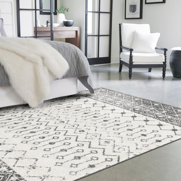 Mediterranean Lattice Collection Area Rug -  Casablanca (Ivory and Gray) Rectangle Ivory and Gray  lifestyle 23