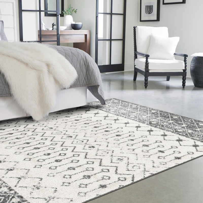 Mediterranean Lattice Collection Area Rug -  Casablanca (Ivory and Gray) Rectangle Ivory and Gray  lifestyle 23