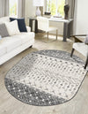 Mediterranean Lattice Collection Area Rug -  Casablanca (Ivory and Gray) Oval Ivory and Gray  lifestyle 0