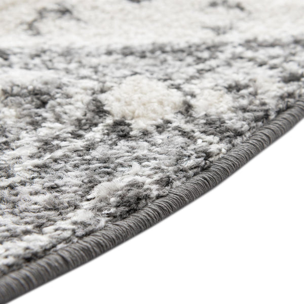 Mediterranean Lattice Collection Area Rug -  Casablanca (Ivory and Gray) Round Ivory and Gray  lifestyle 5