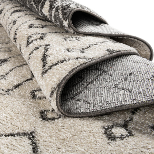 Mediterranean Lattice Collection Area Rug -  Casablanca (Ivory and Gray) Round Ivory and Gray  lifestyle 11