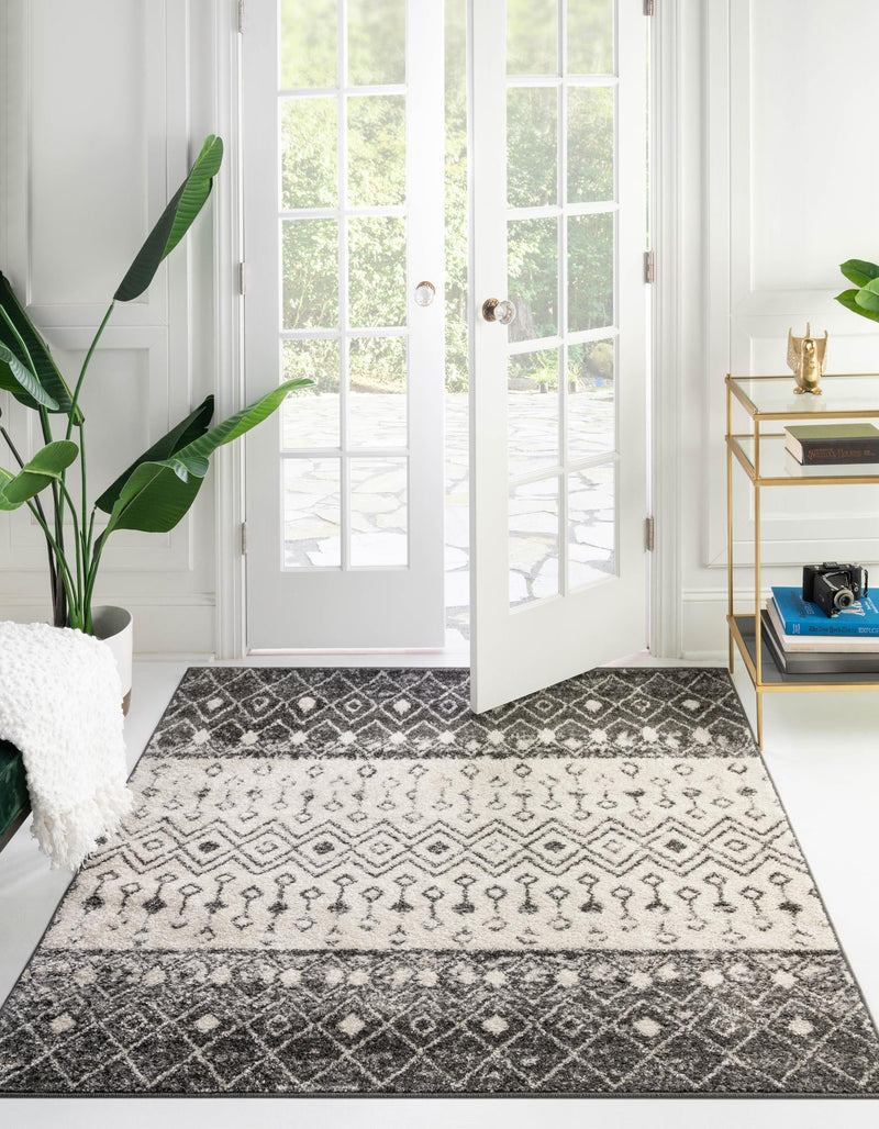 Mediterranean Lattice Collection Area Rug -  Casablanca (Ivory and Gray) Square Ivory and Gray  lifestyle 0