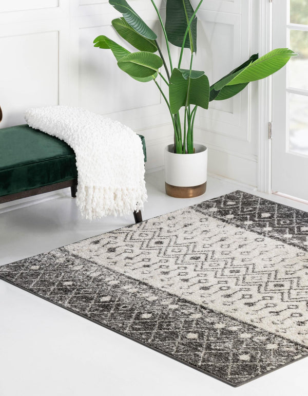 Mediterranean Lattice Collection Area Rug -  Casablanca (Ivory and Gray) Square Ivory and Gray  lifestyle 2