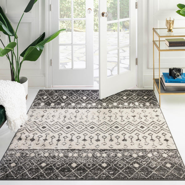 Mediterranean Lattice Collection Area Rug -  Casablanca (Ivory and Gray) Square Ivory and Gray  lifestyle 13