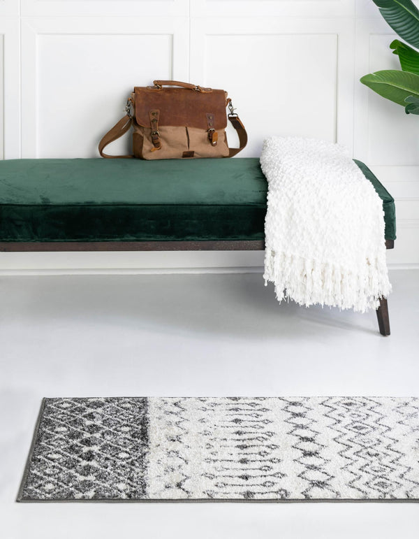 Mediterranean Lattice Collection Area Rug -  Casablanca (Ivory and Gray) Runner Ivory and Gray  lifestyle 3
